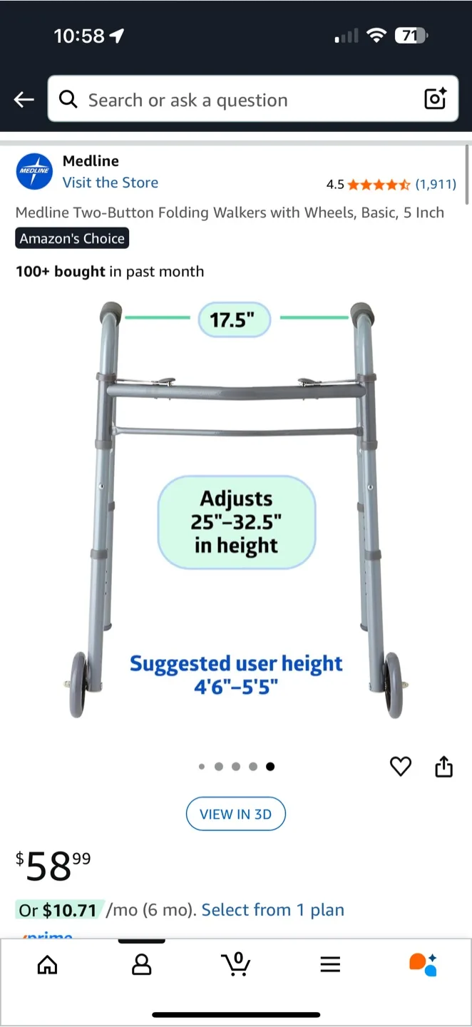 Guardian Two Button Folding Walker with Wheels image indicator(6)
