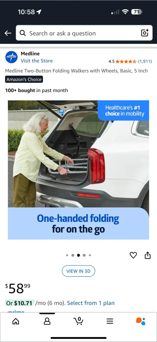 Guardian Two Button Folding Walker with Wheels image indicator(8)