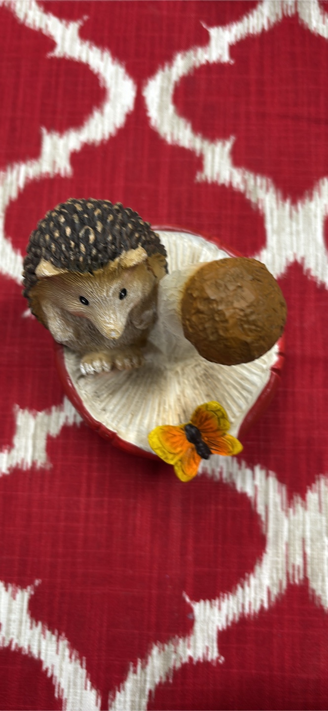 Hedgehog on Mushroom Figurine
