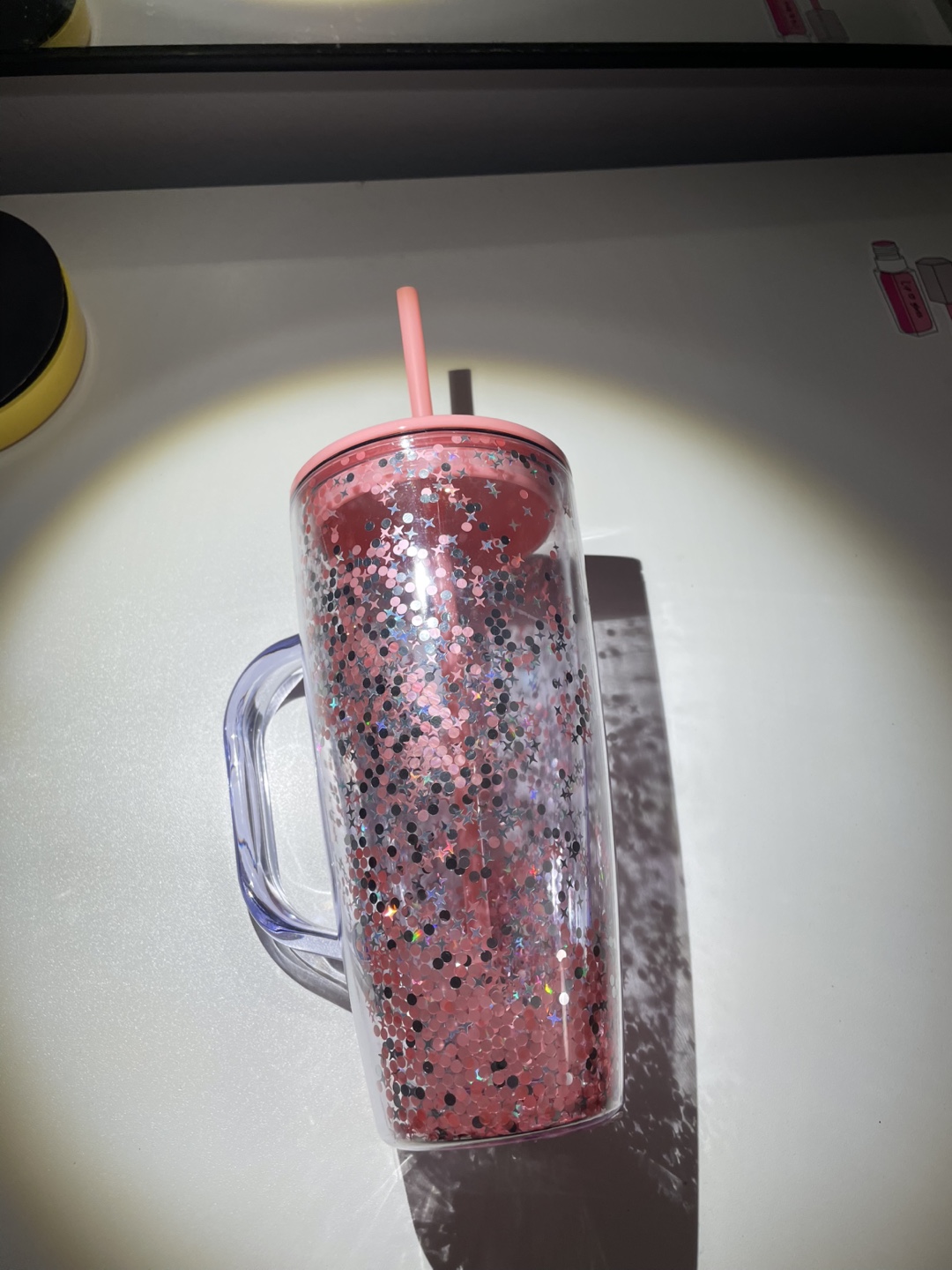 Pink Glitter Tumbler with Straw 🥕 - photo 3