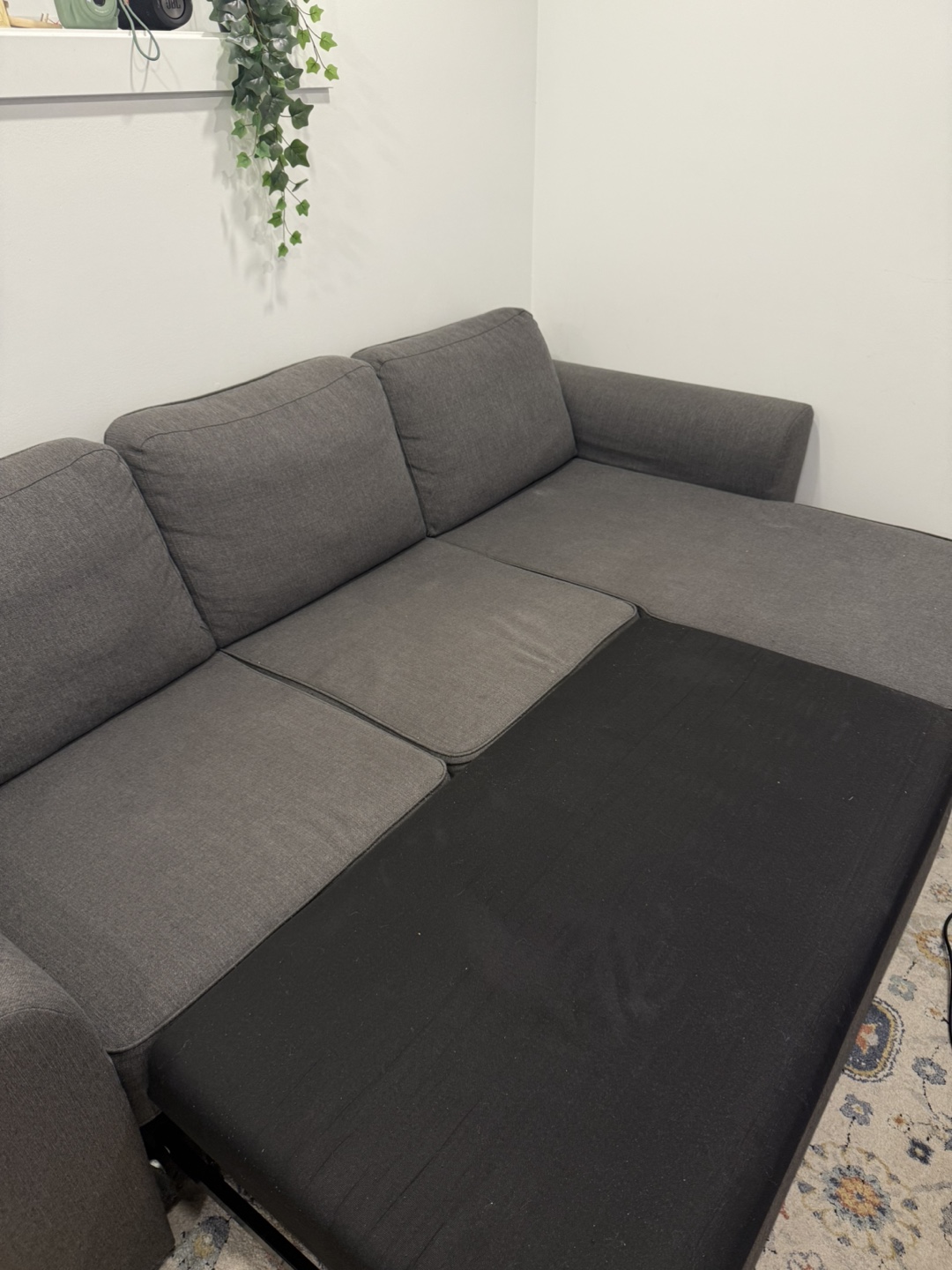 Grey Sectional Sofa with Pull-Out Bed and storage - photo 2