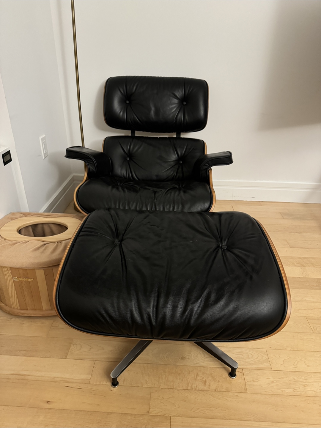 Eames Style Lounge Chair & Ottoman - Black Leather - photo 2