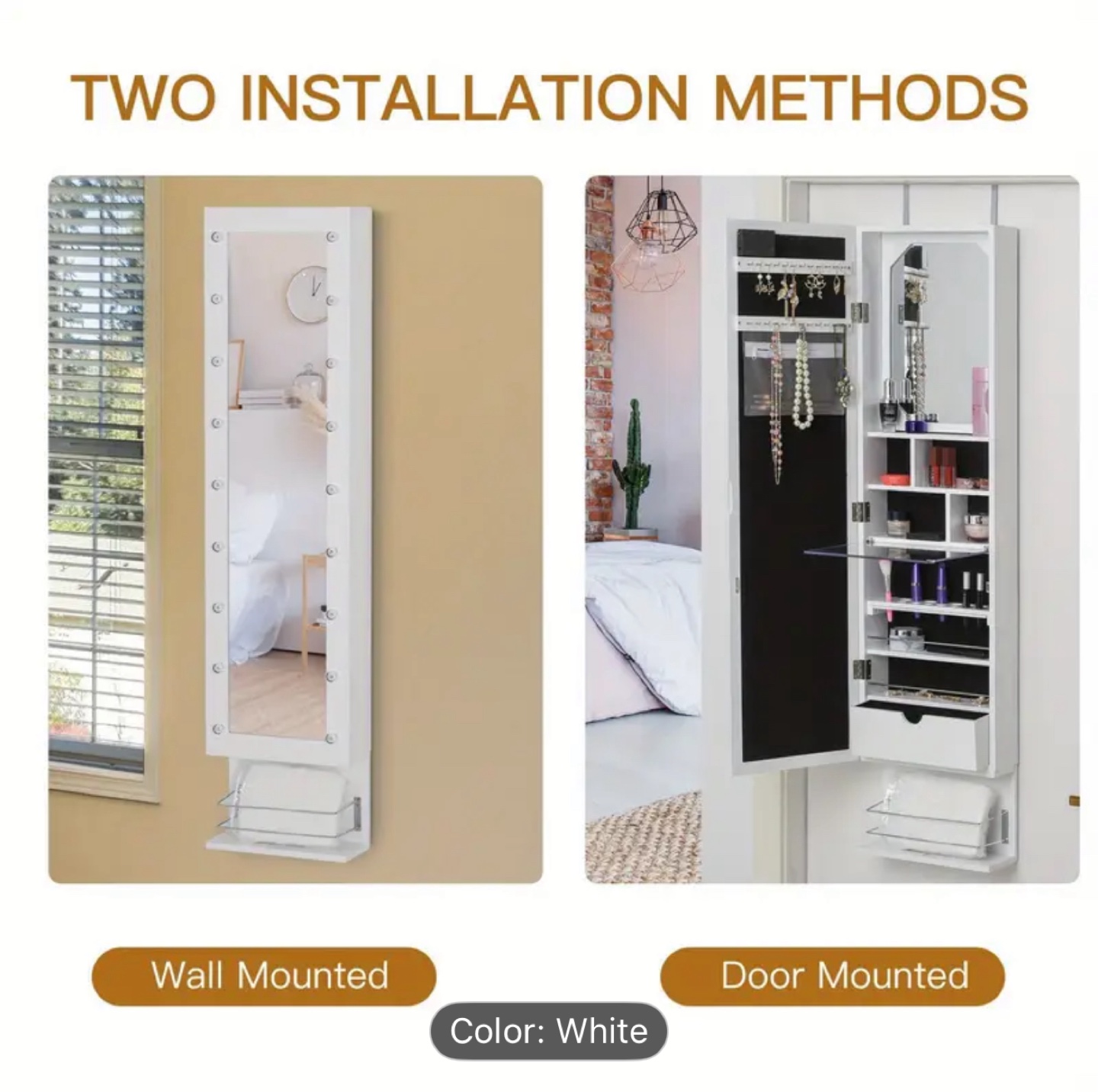 White Over-the-Door/Wall Mounted Jewelry Armoire - photo 3
