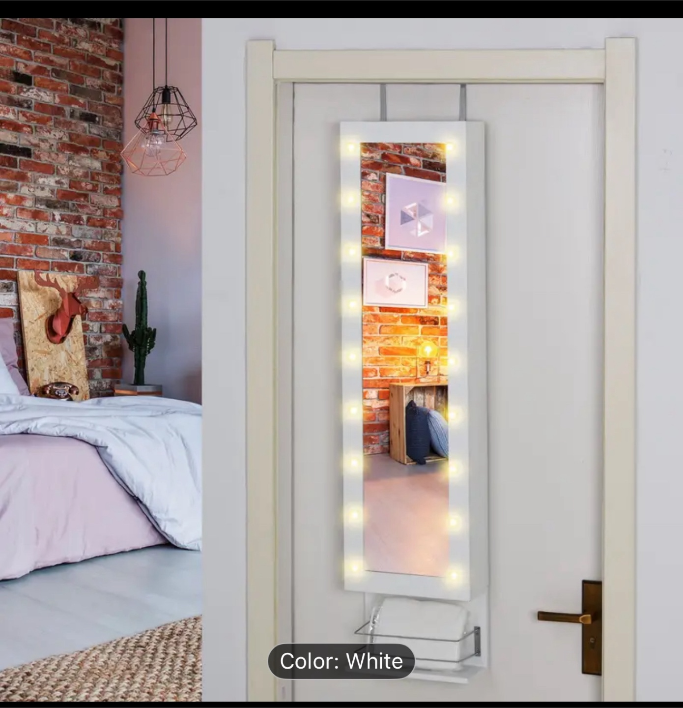 White Over-the-Door/Wall Mounted Jewelry Armoire