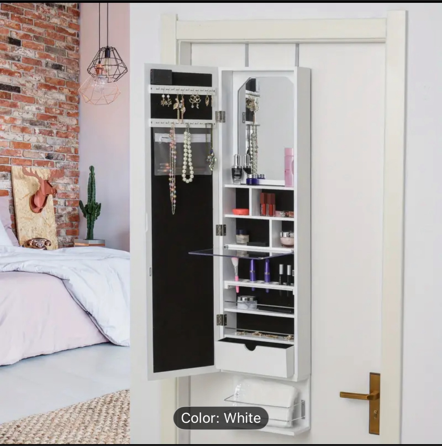 White Over-the-Door/Wall Mounted Jewelry Armoire - photo 2