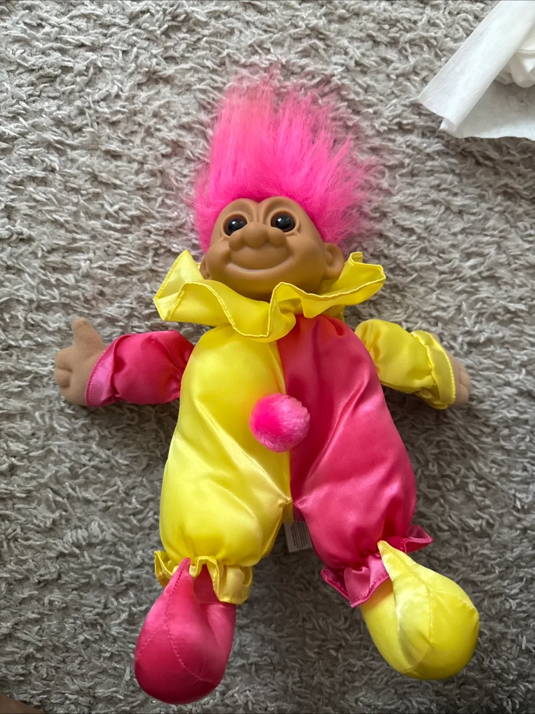 Vintage Troll Doll - Pink Hair, Clown Outfit thumbnail