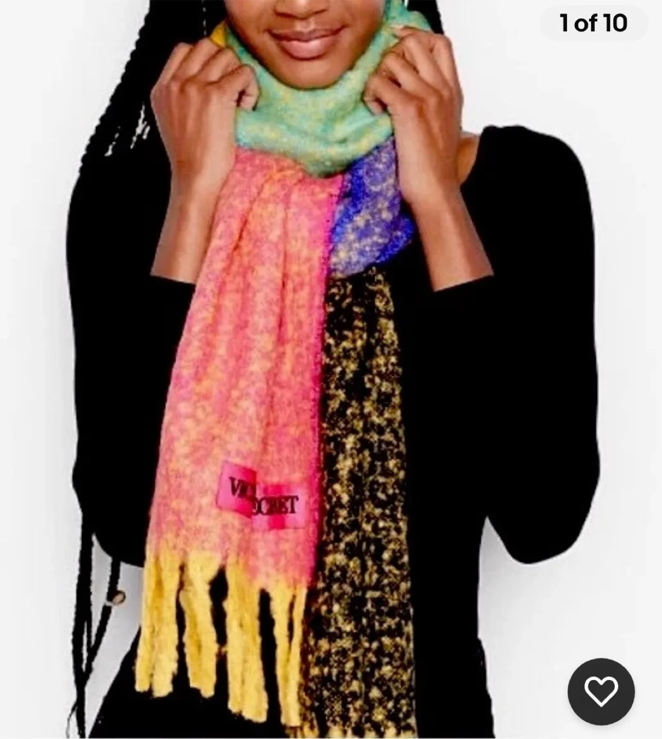 🥕 Victorias Secret Scarf Colorblock Fringe Winterwear Cozy Plush thumbnail