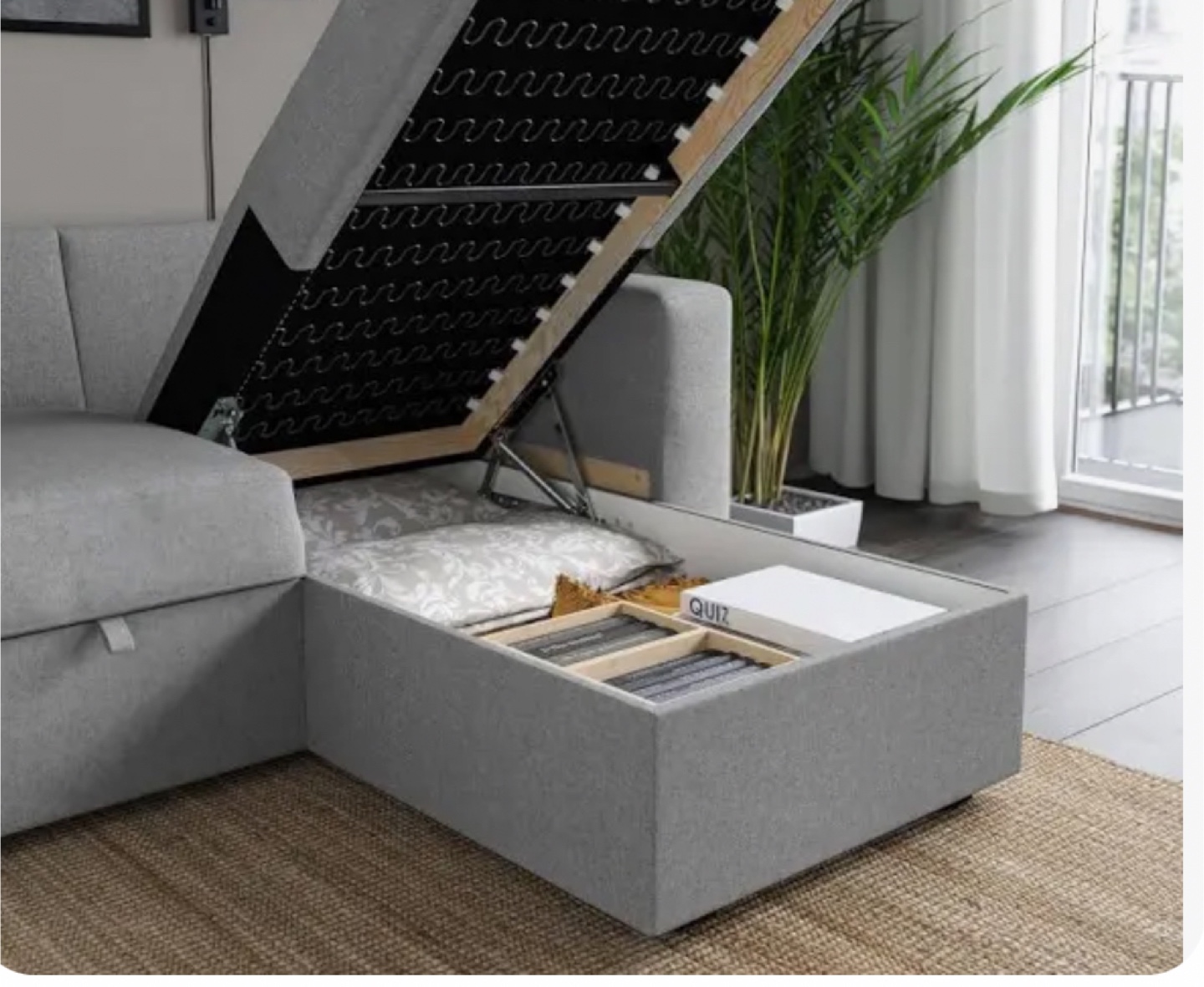Grey Sectional Sofa bed with Storage - photo 2