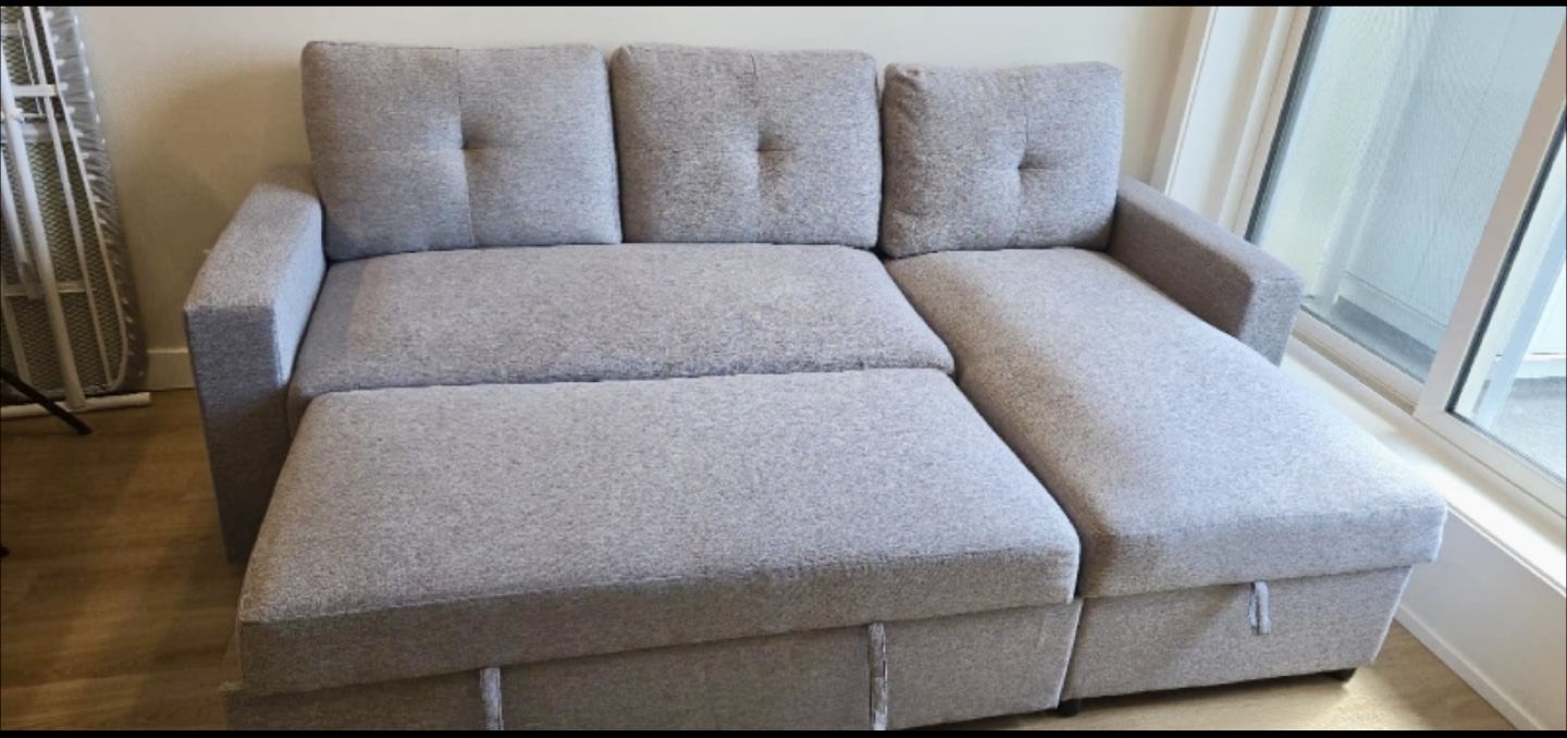 Grey Sectional Sofa bed with Storage - photo 5