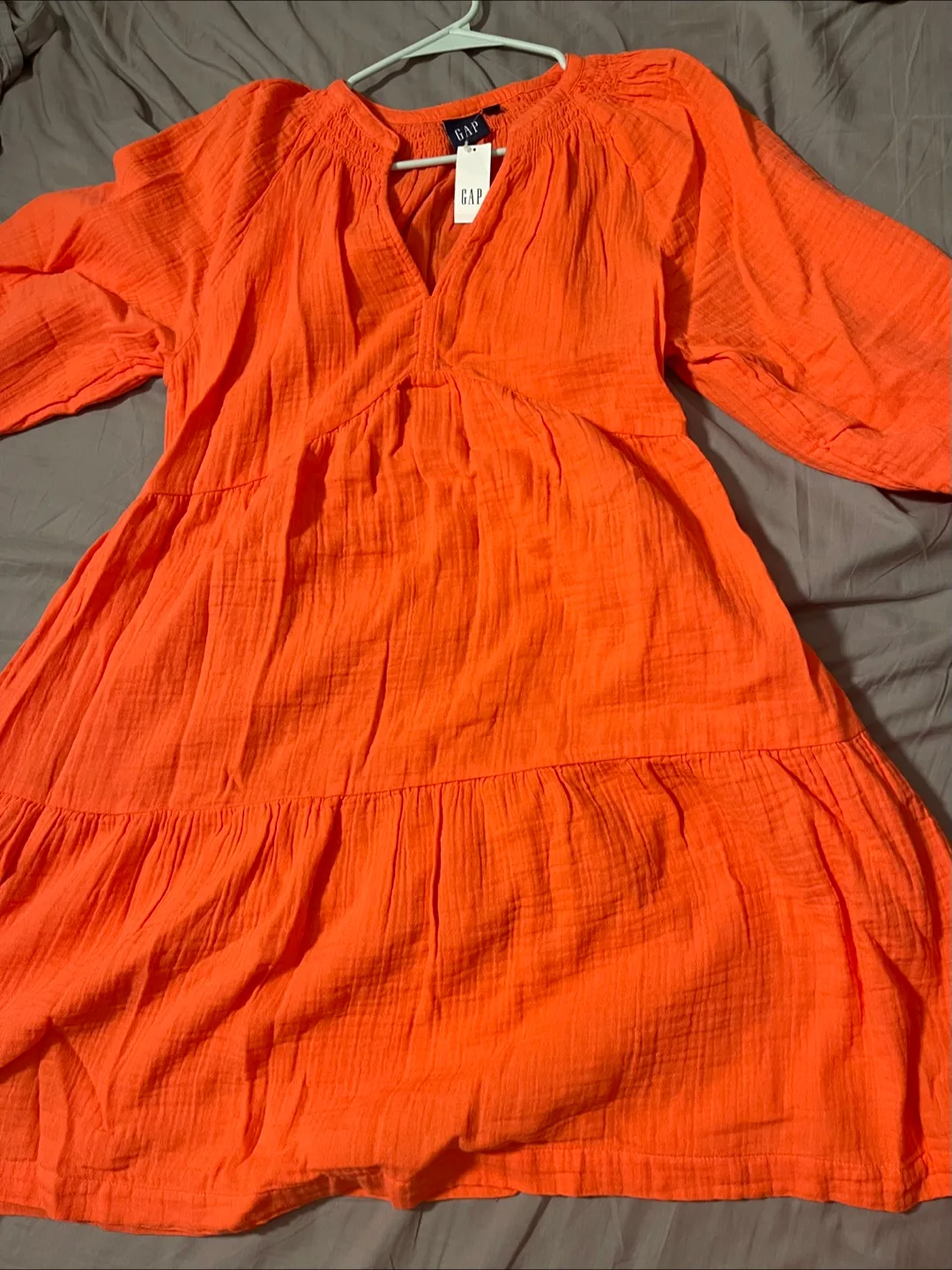 🥕GAP Gauze Mini Dress - Size M - Orange thumbnail