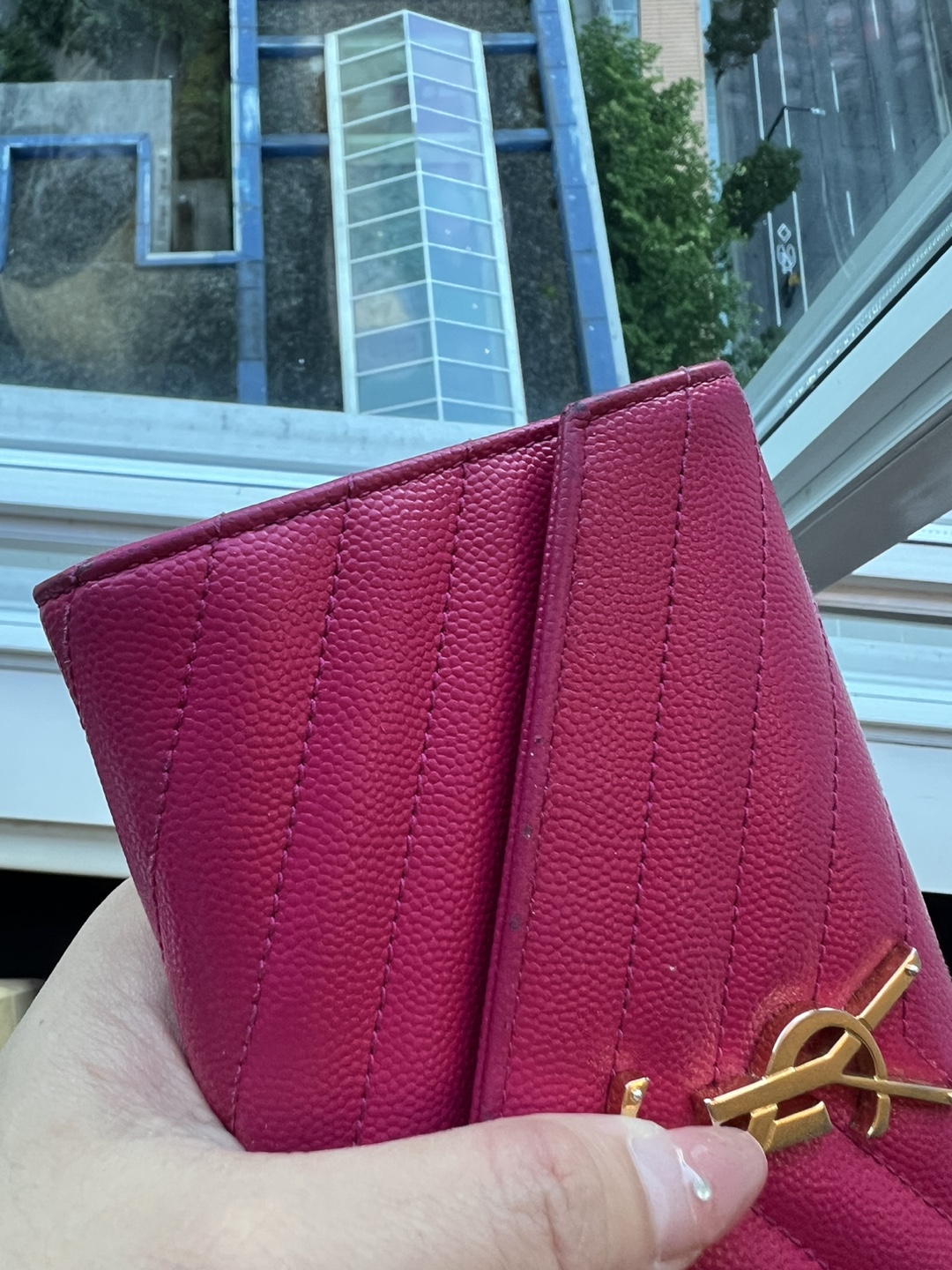 Yves Saint Laurent Quilted Leather Wallet - Fuchsia - photo 4