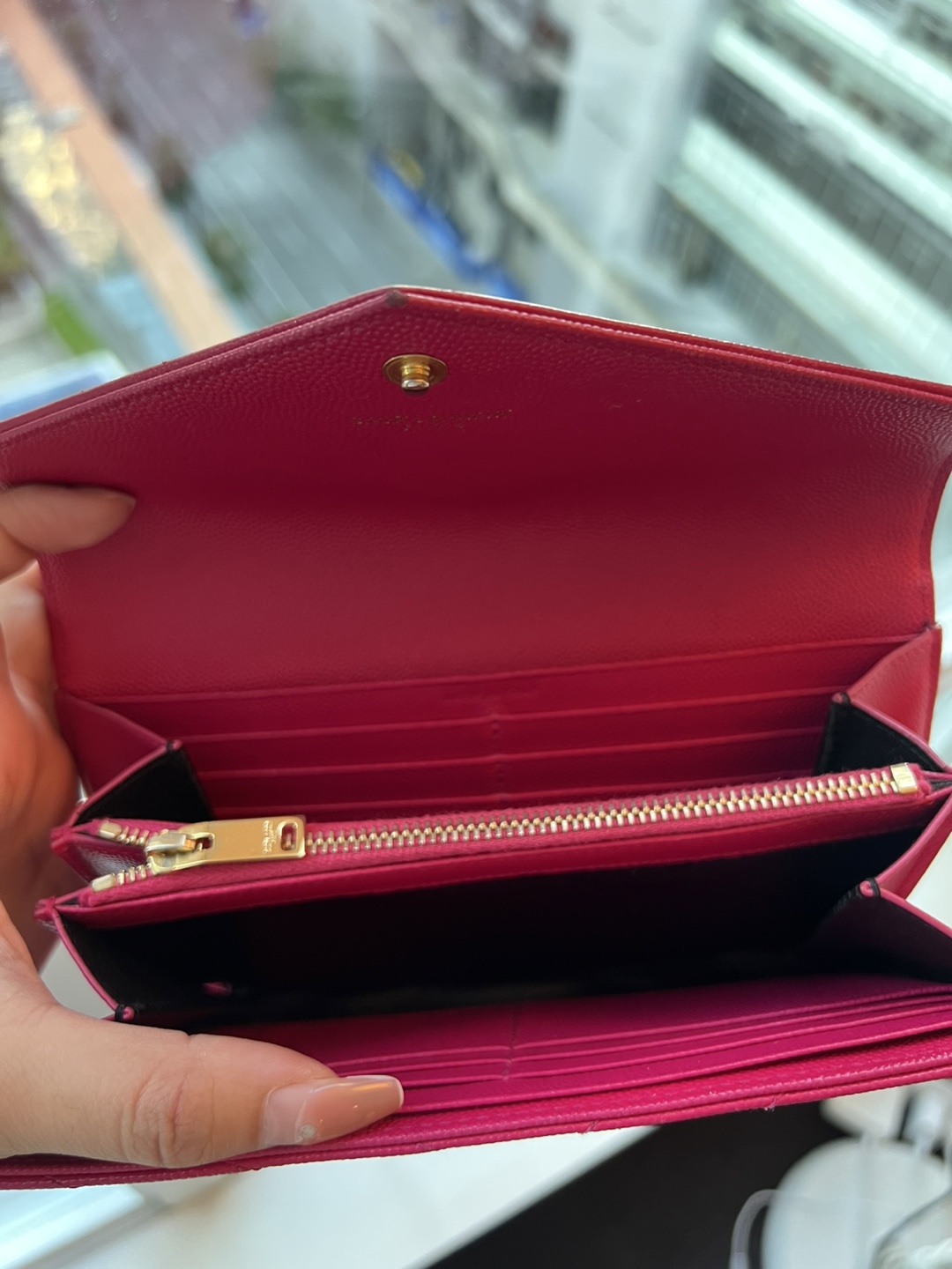 Yves Saint Laurent Quilted Leather Wallet - Fuchsia - photo 3