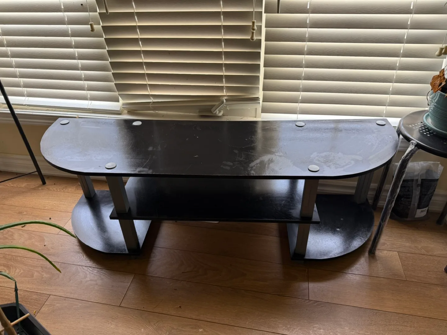 Black TV Stand with Shelf thumbnail
