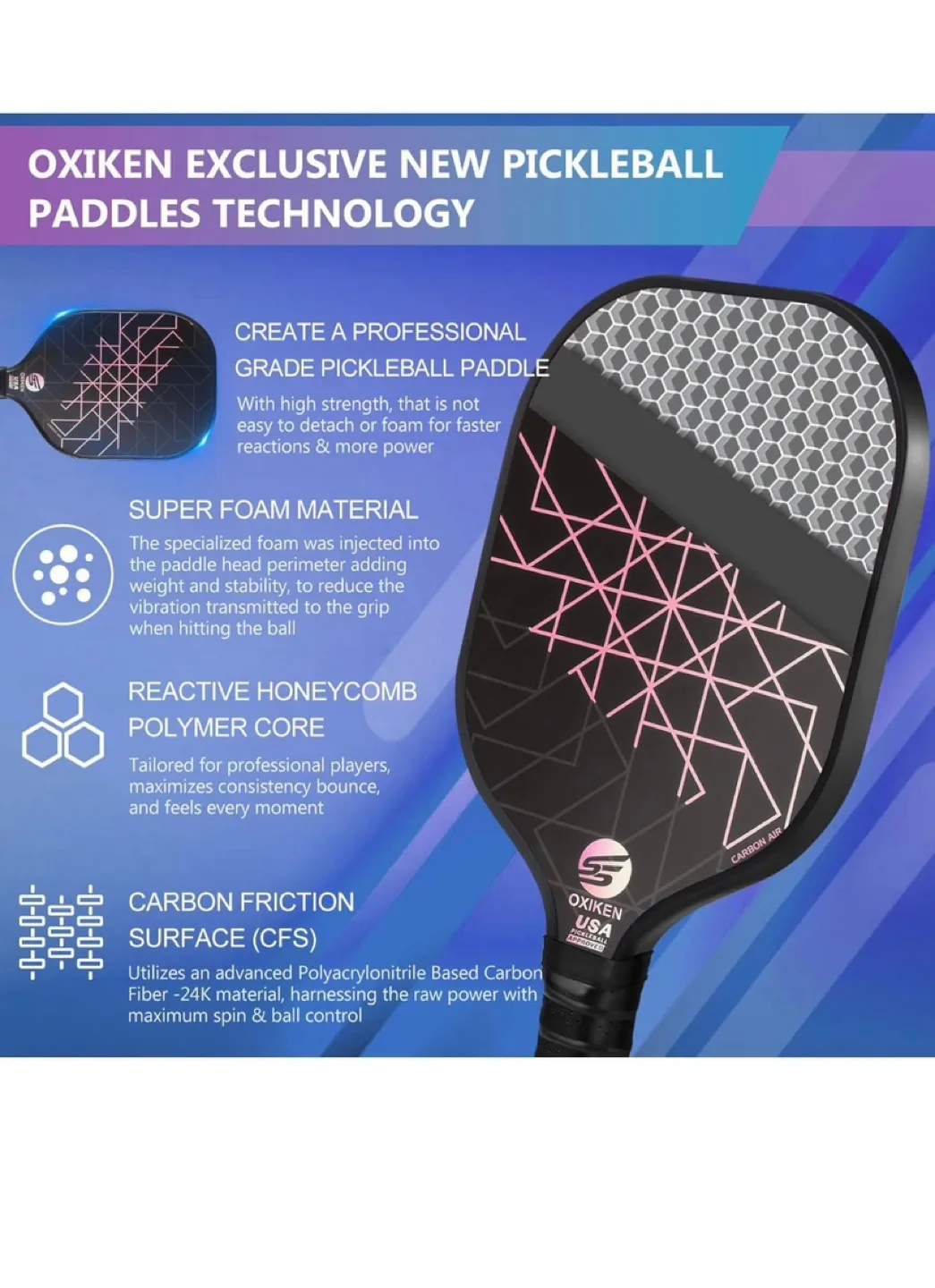 Oxiken Carbon Air Pickleball Paddle image indicator(3)