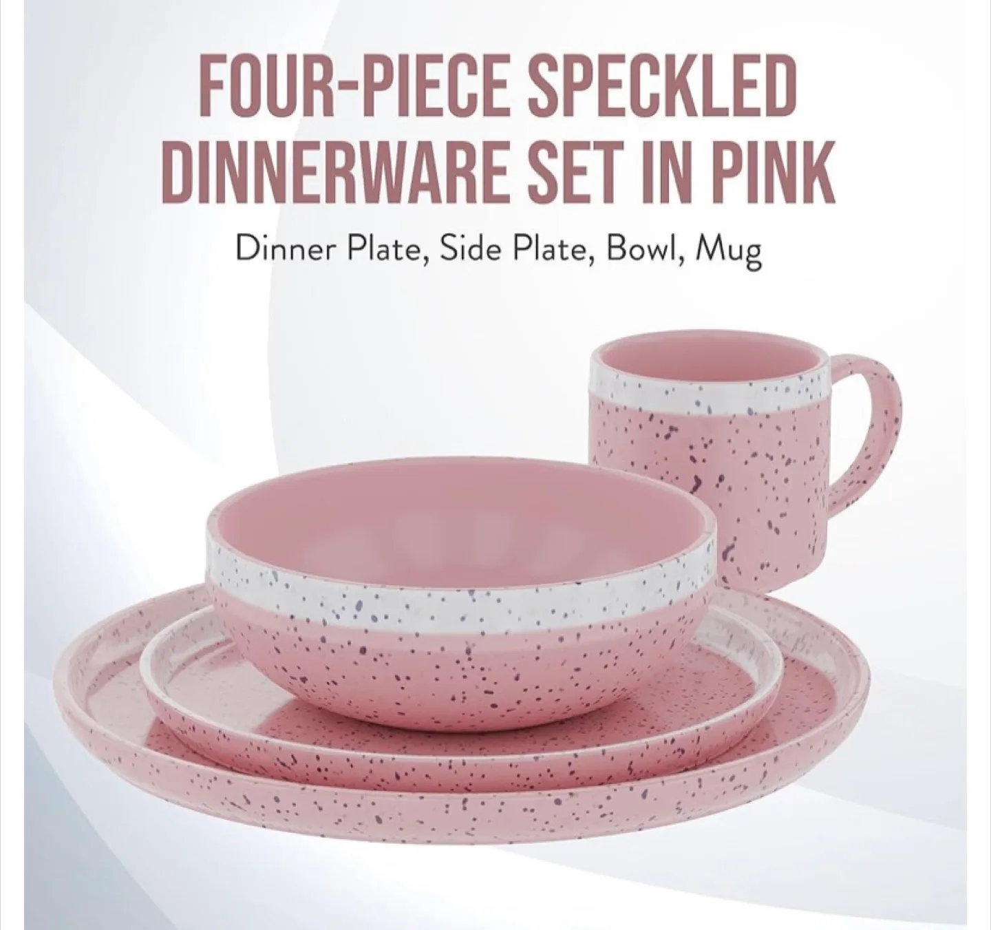Four-Piece Speckled Dinnerware Set in Pink thumbnail