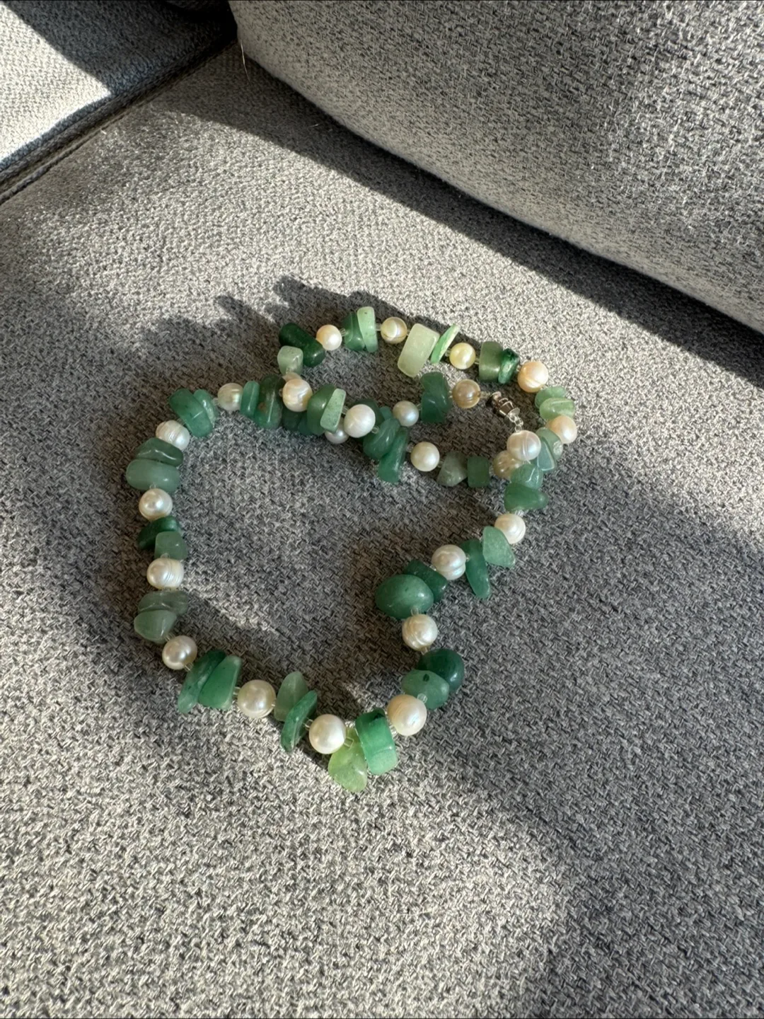 Jade and Pearl Beaded Necklace thumbnail