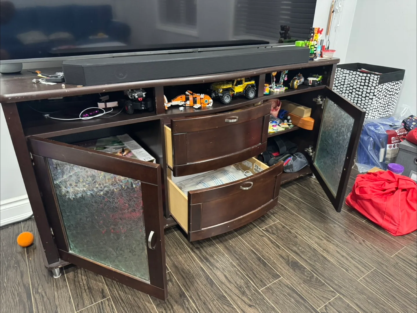 Dark Brown Entertainment Unit/ tv table thumbnail