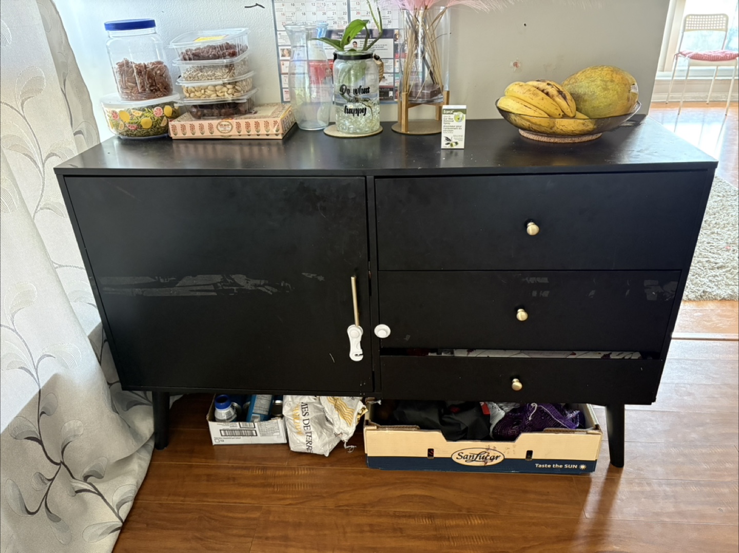 Black Dresser with Drawers