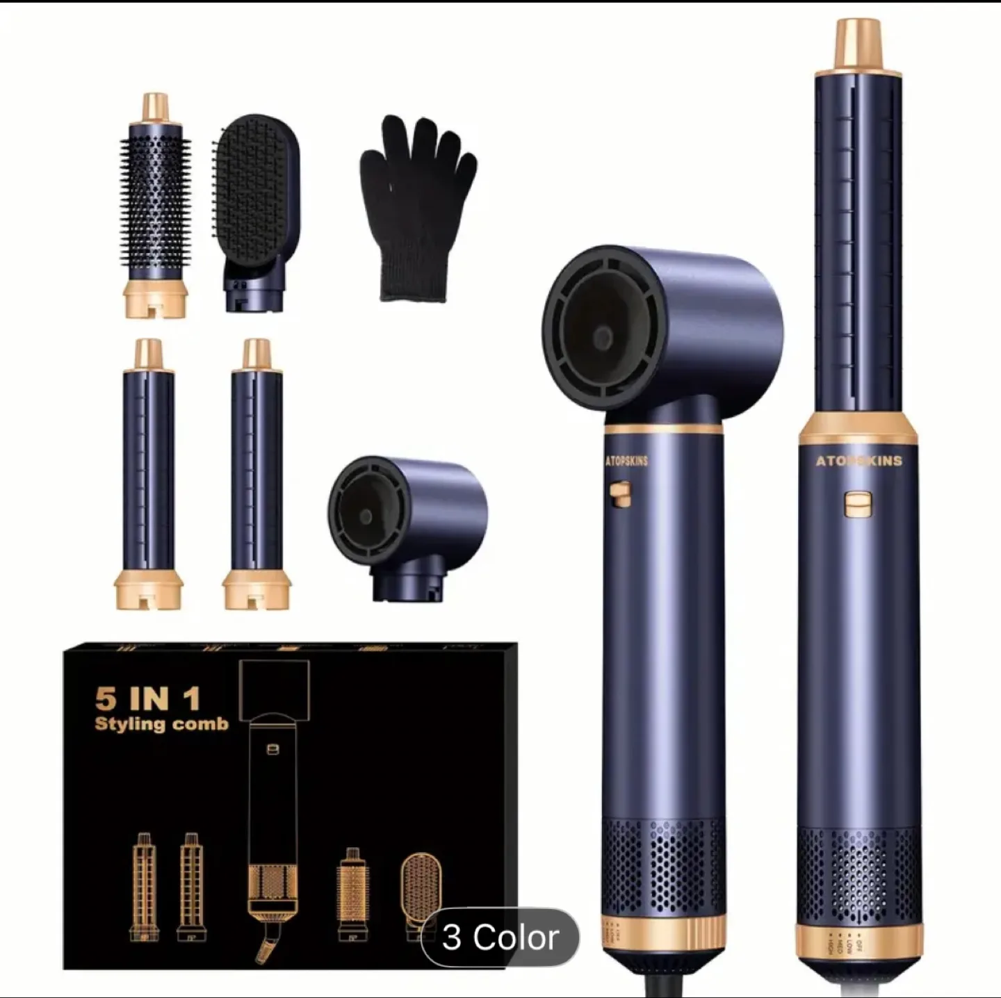 ATopskins 5 in 1 Airwrap Styling Comb - Blue thumbnail
