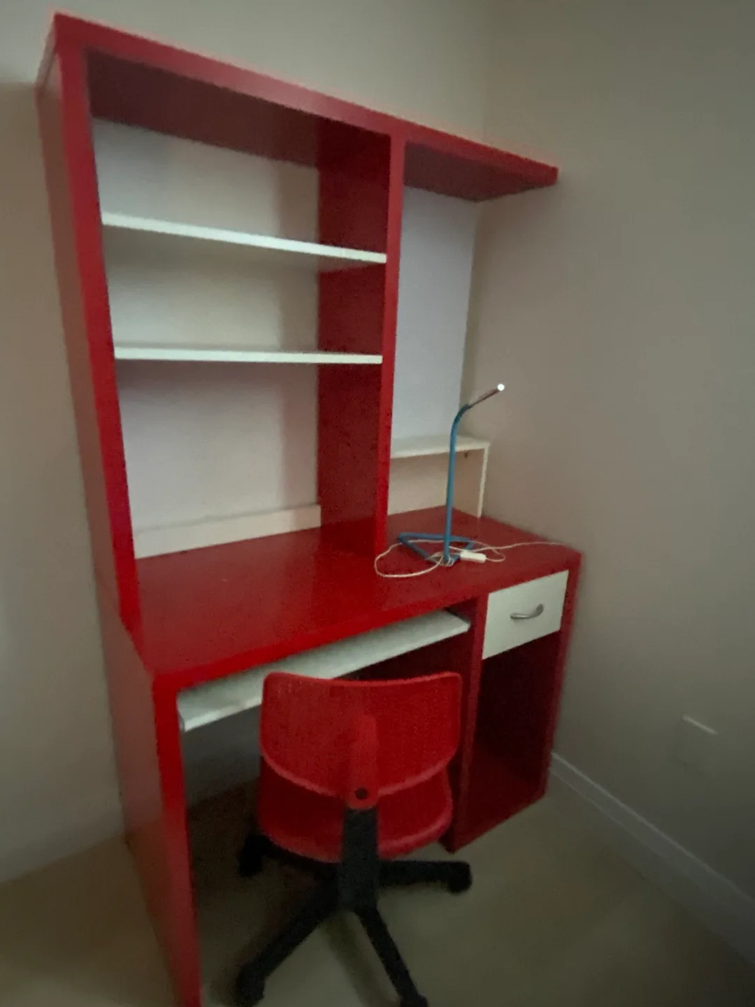 Red & White Desk with Chair thumbnail