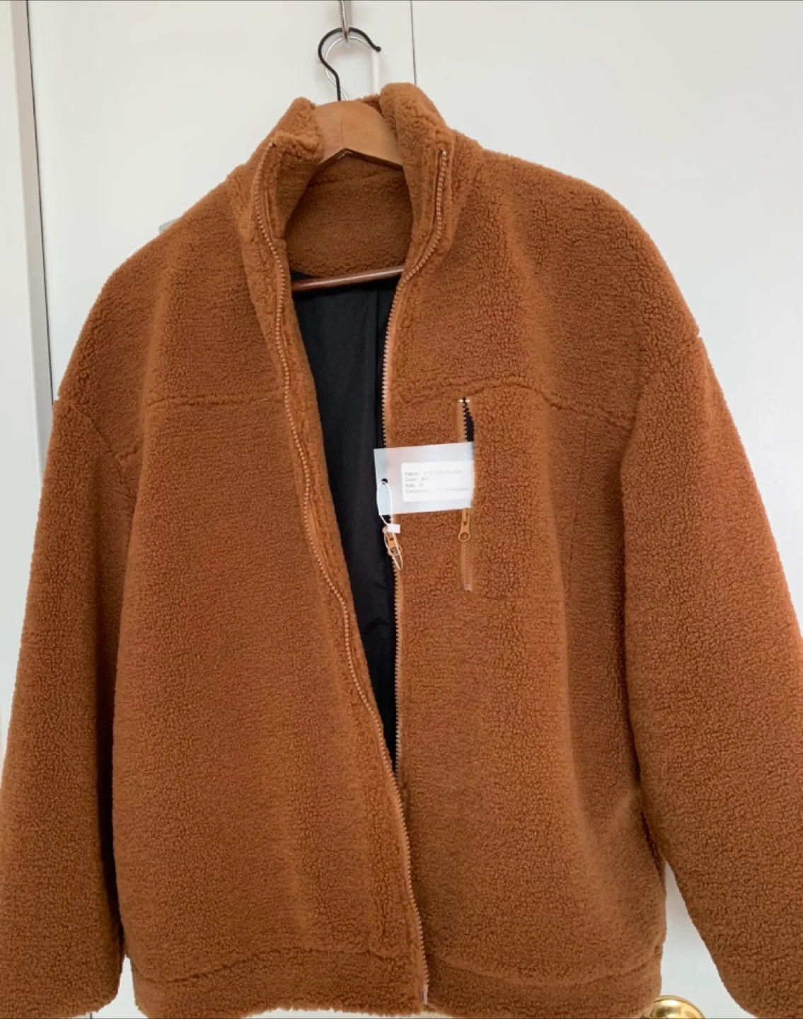 Brown Teddy Fleece Jacket Size M thumbnail