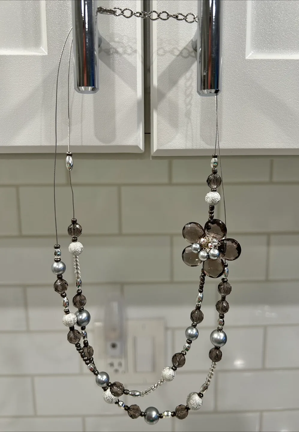 Double Strand Bead and Flower Necklace thumbnail
