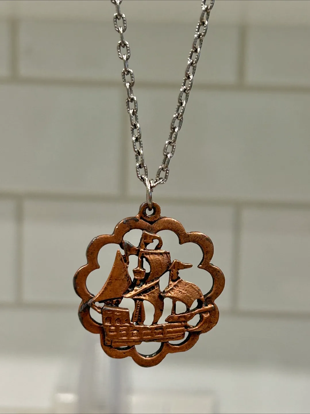 Boat Medallion Slip Over Necklace (no clasp slides overhead) thumbnail