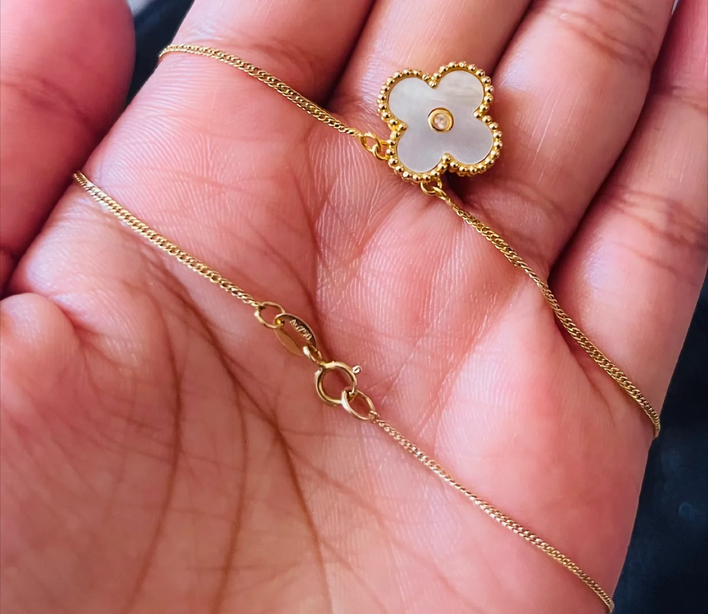 18k Saudi gild VCA white clover necklace thumbnail
