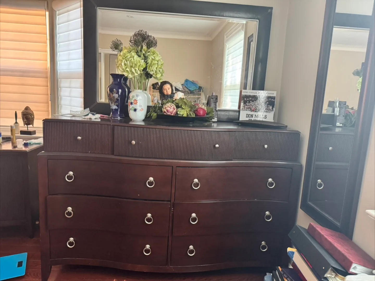 Dark Brown Dresser with Mirror thumbnail
