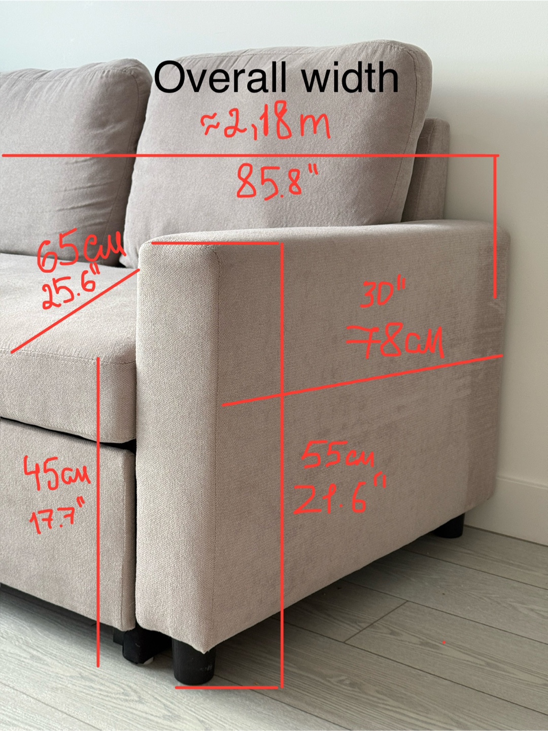 Light beige Sectional L-shaped Sofa with Storage & Pull-Out Bed - photo 5