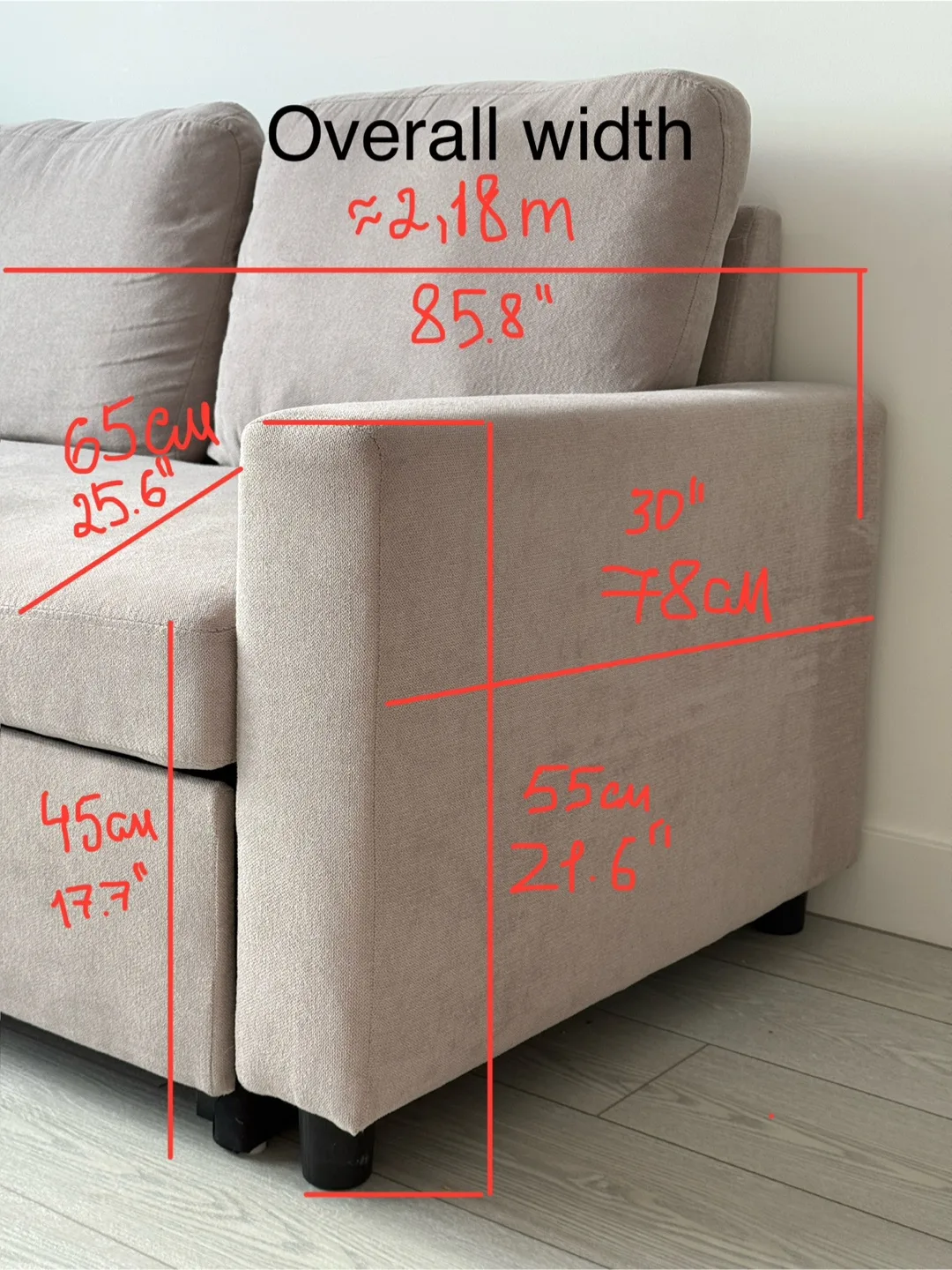 Light beige Sectional L-shaped Sofa with Storage & Pull-Out Bed image indicator(5)