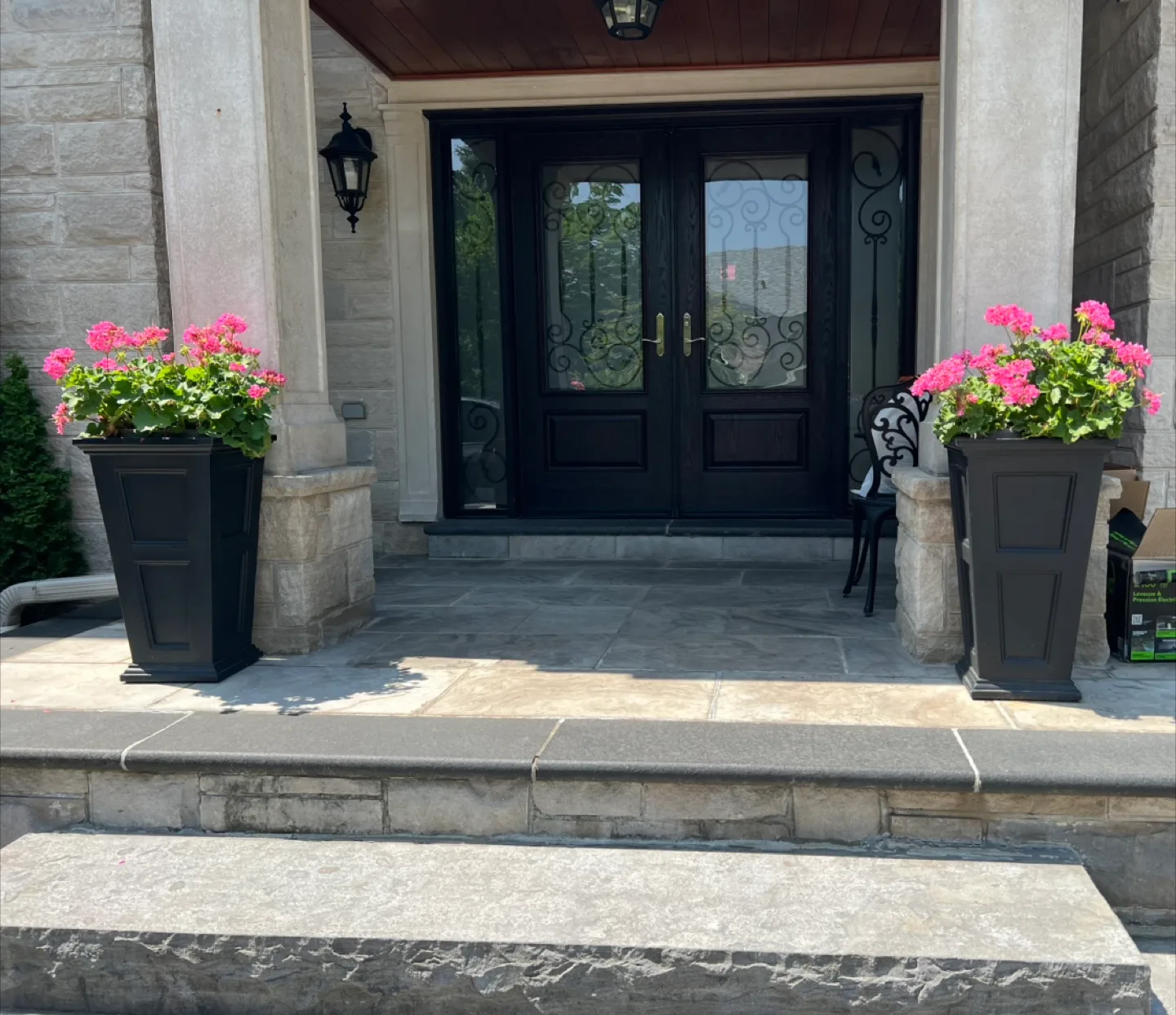 Tall Black Planters - with flowers image indicator(3)