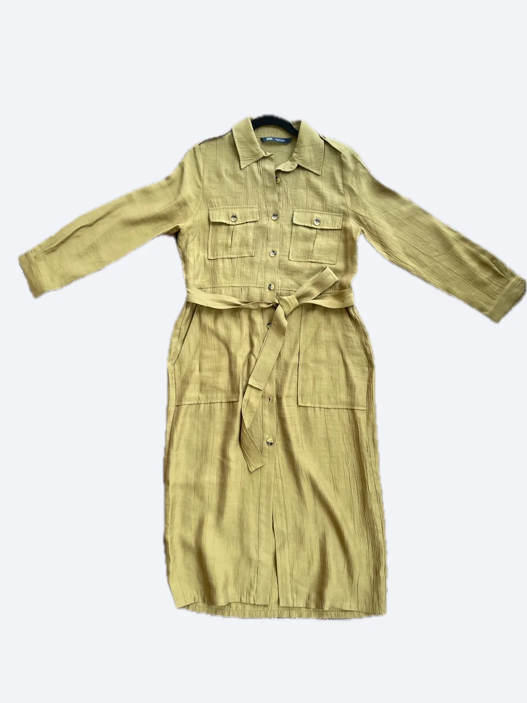 Zara Khaki Shirt Dress with Belt thumbnail