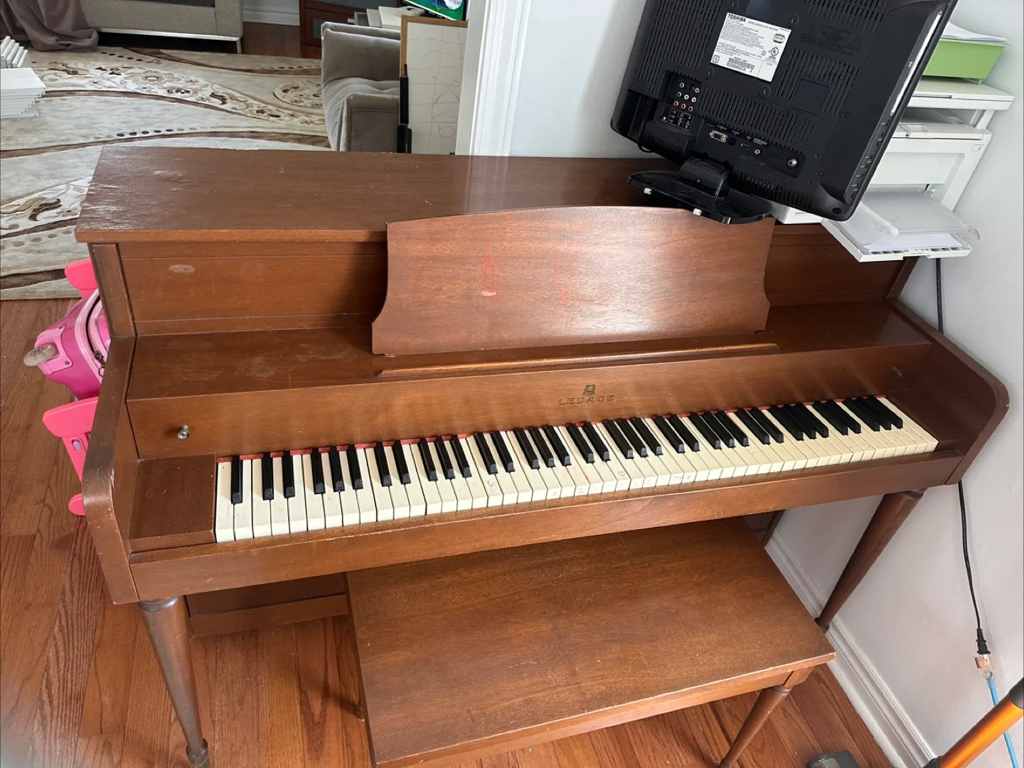Vintage Legace Spinet Piano with Bench thumbnail