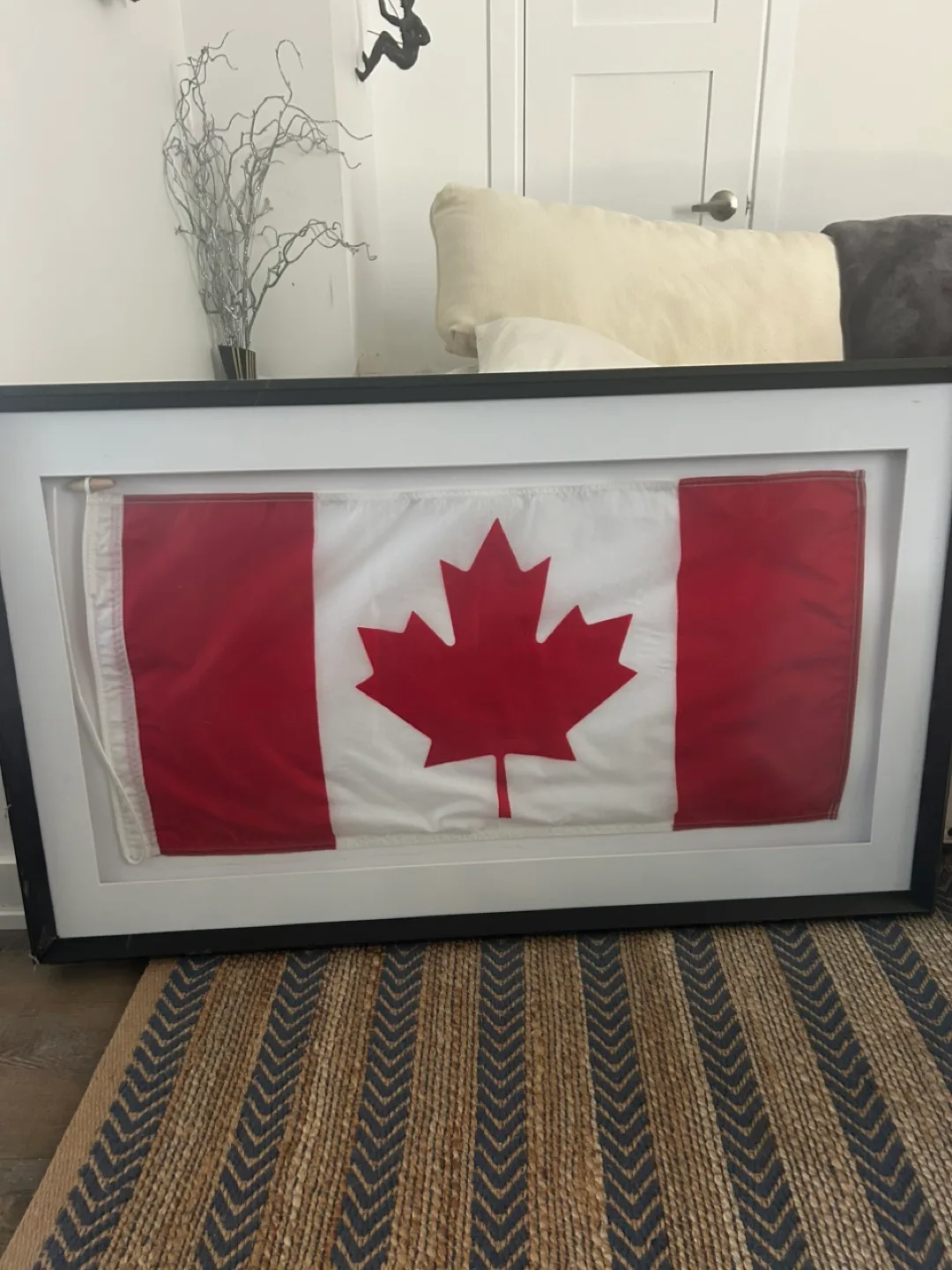 Beautiful Canada Flag in glass frame. thumbnail