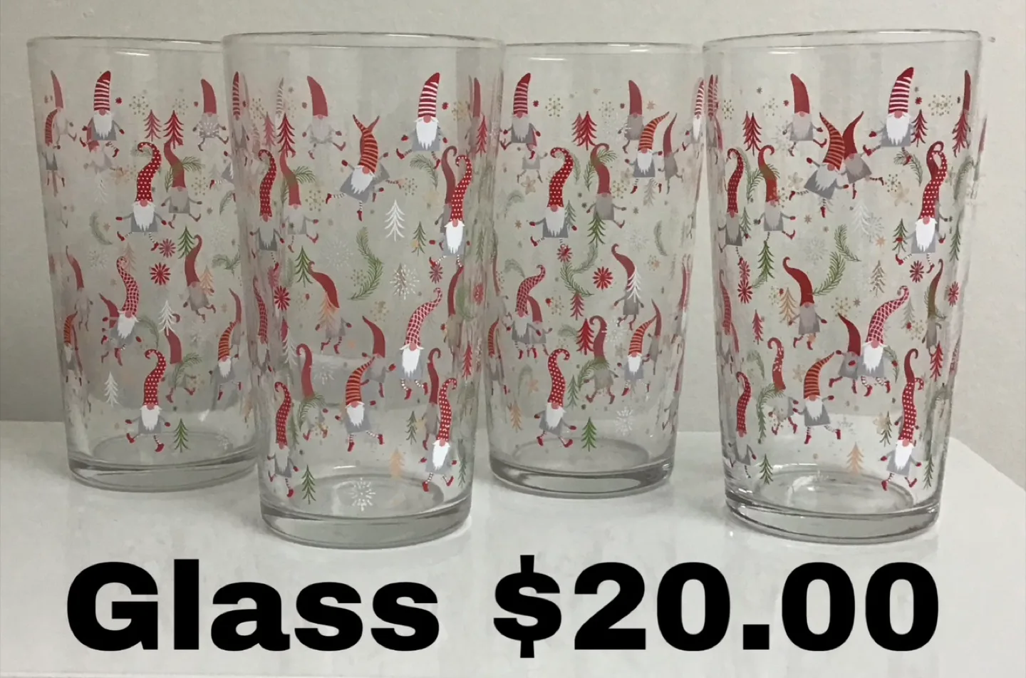 Set of 4 Christmas Gnome Glasses thumbnail