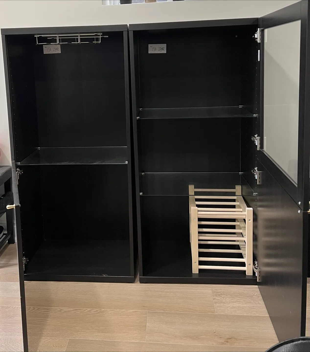 Black Bar Cabinet with Glass Shelves image indicator(2)