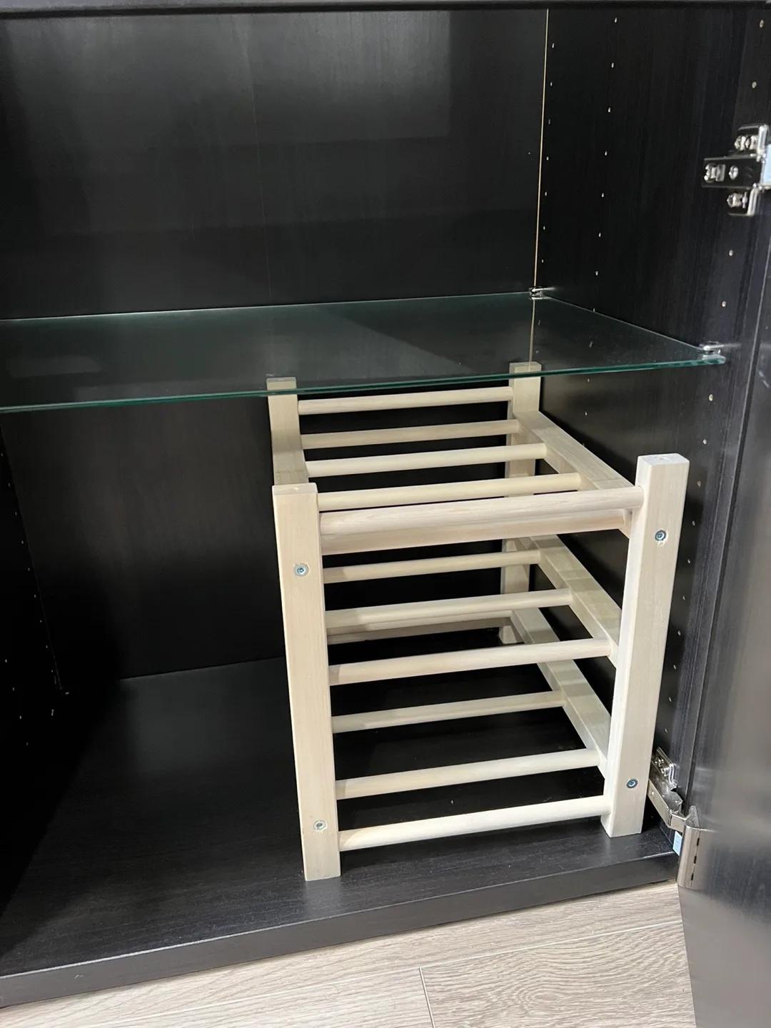 Black Bar Cabinet with Glass Shelves image indicator(4)
