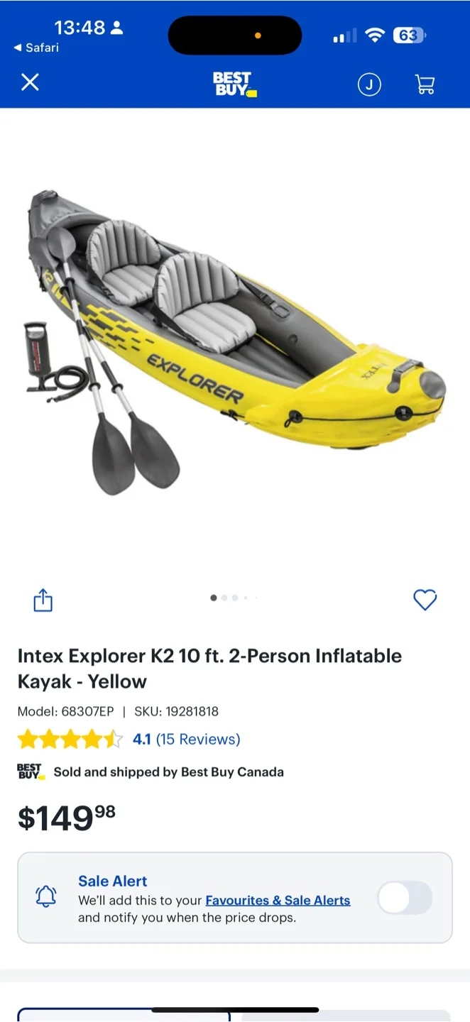 Intex Explorer K2 2-Person Inflatable Kayak - Brand New thumbnail