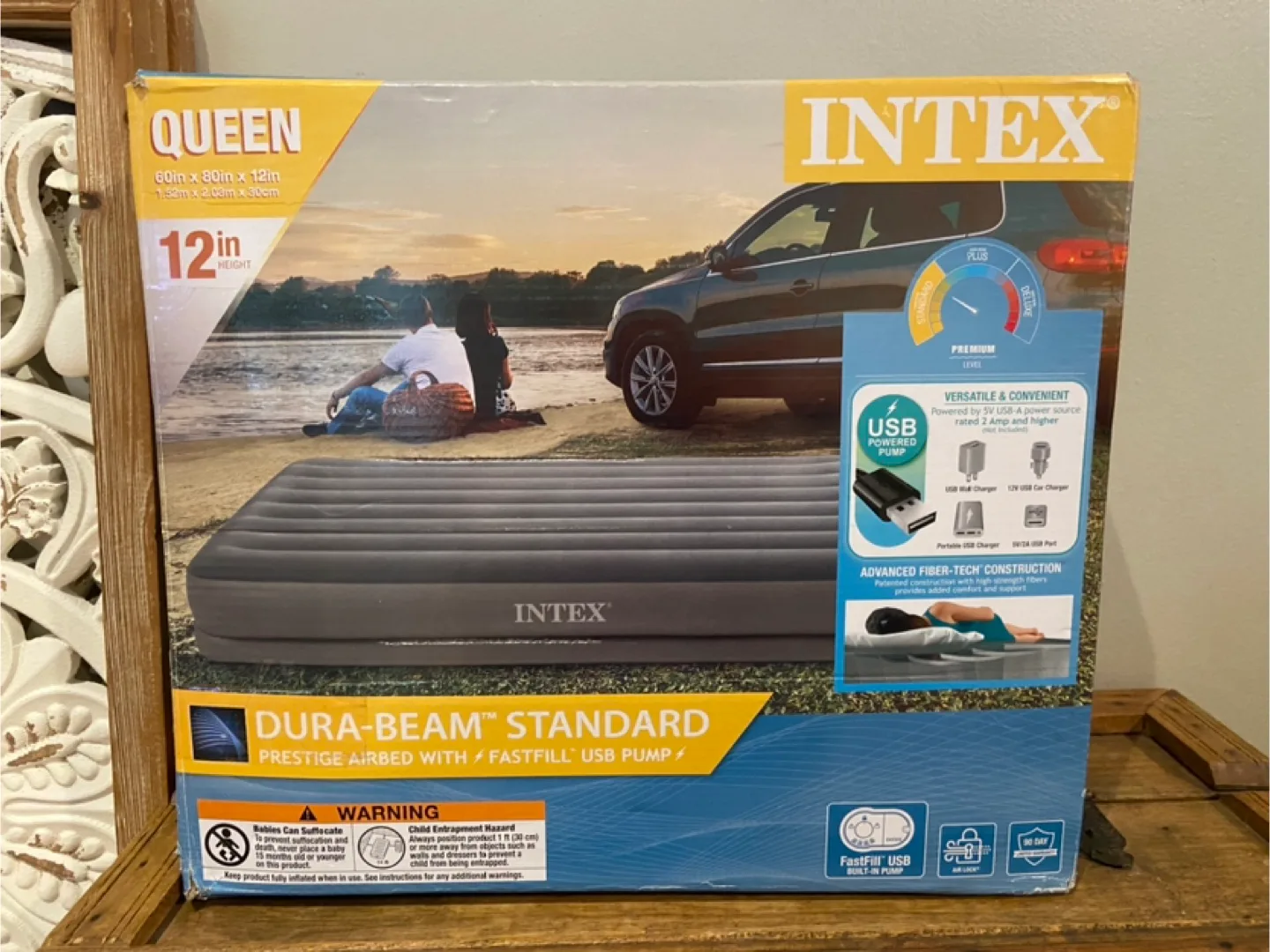 New Intex Dura-Beam 12” Queen Air Mattress Built In USB Pump thumbnail