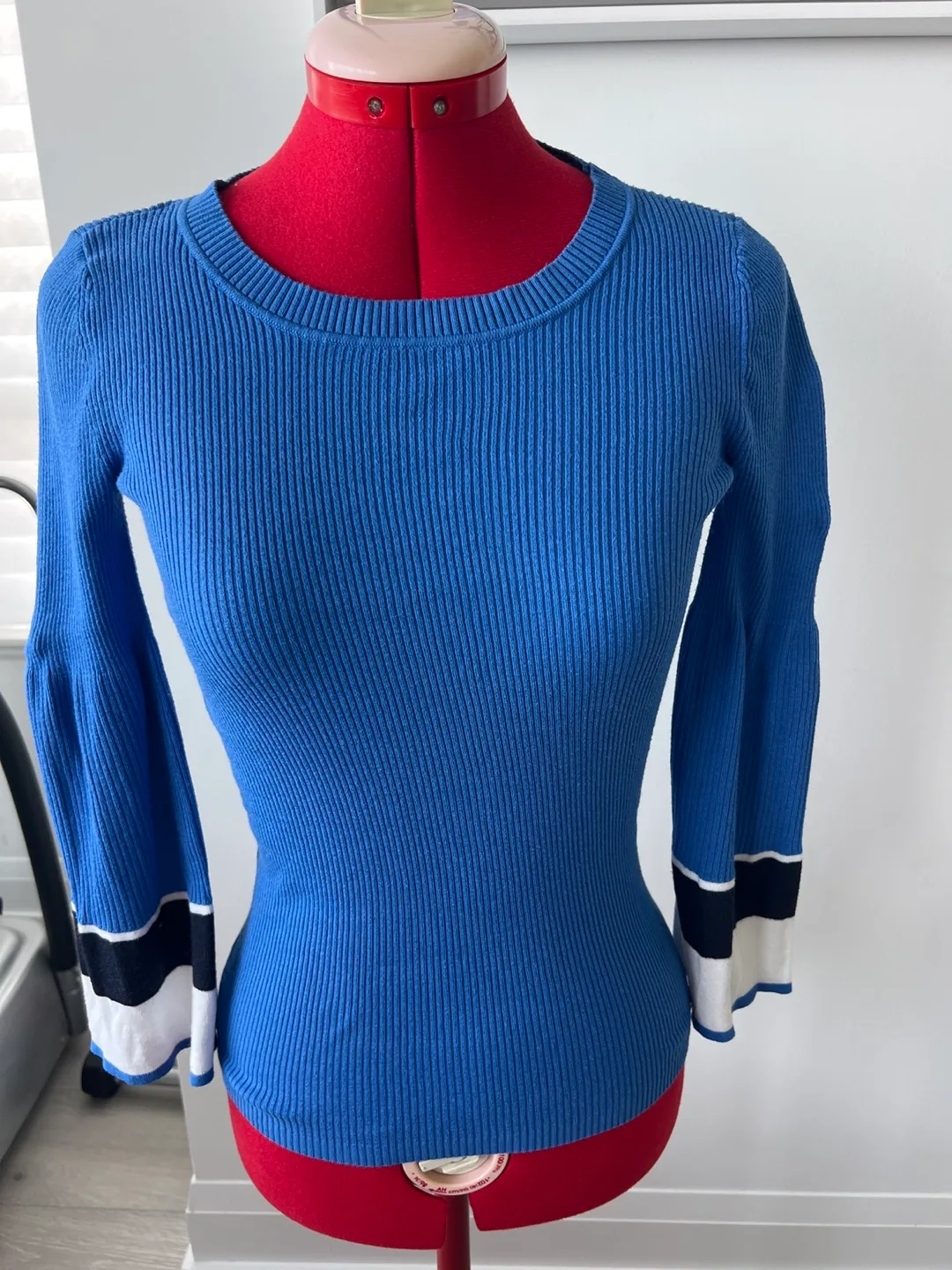 Tommy Hilfiger Blue Ribbed Knit Top - XXS thumbnail