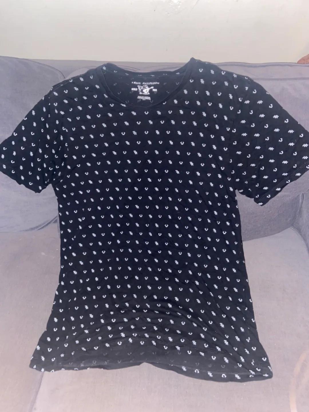 True Religion Black Patterned Tee - Size S thumbnail