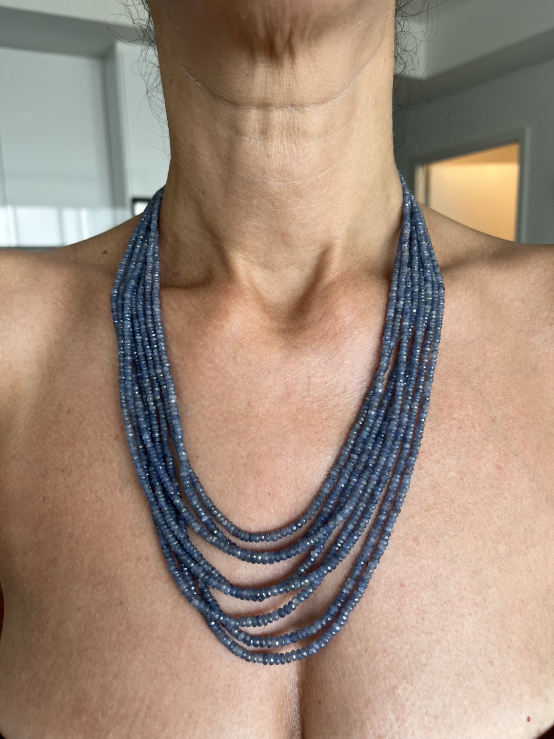 Beaded Tassel Necklace - Blue