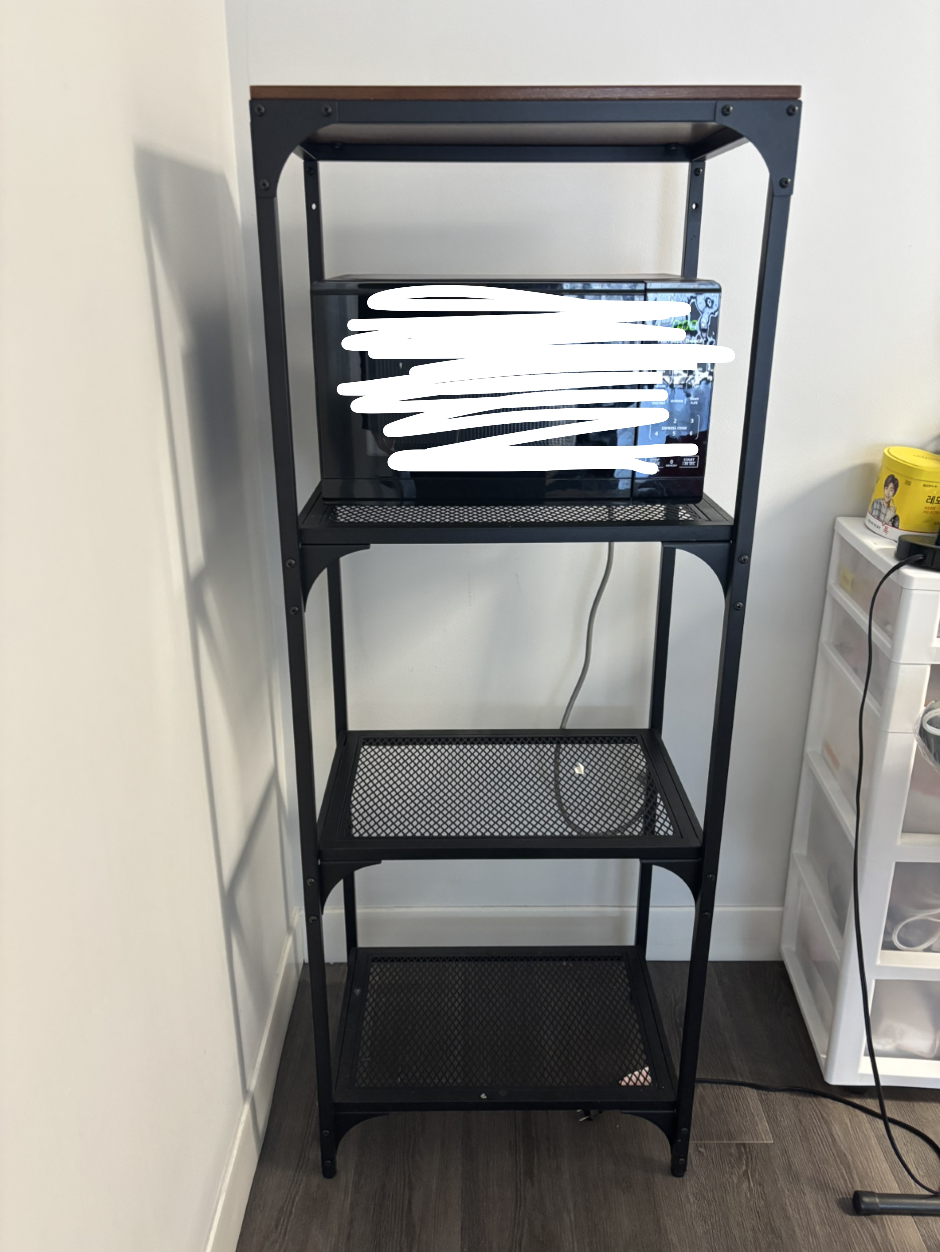 Black Metal Shelf with Wood Top