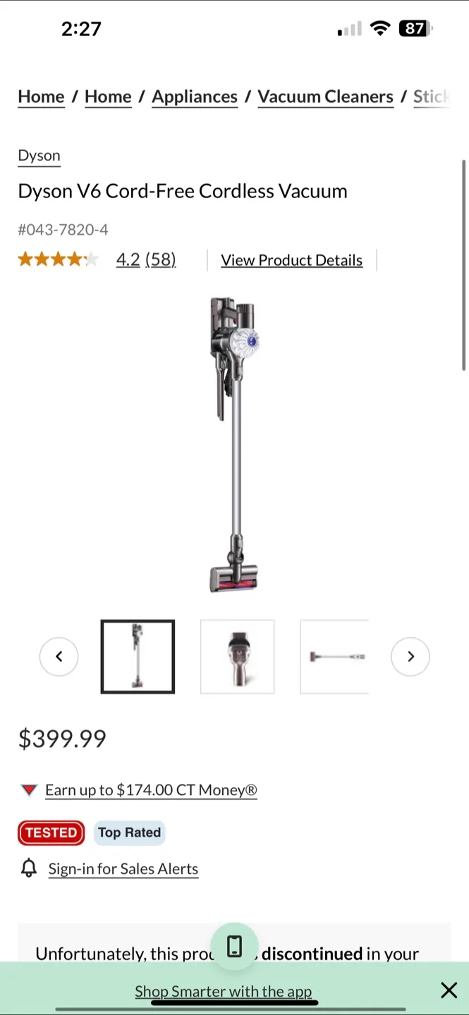 Dyson V6 Cord-Free Cordless Vacuum thumbnail