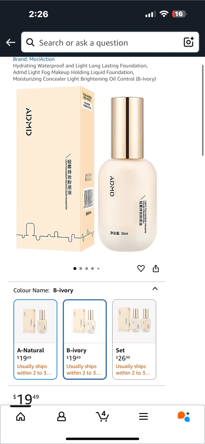 ADMD Light Makeup Holding Liquid Foundation - B-Ivory - photo 2