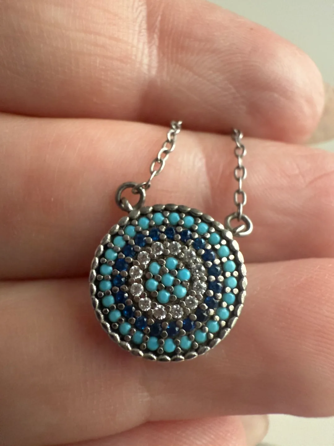 Evil Eye Silver Necklace thumbnail