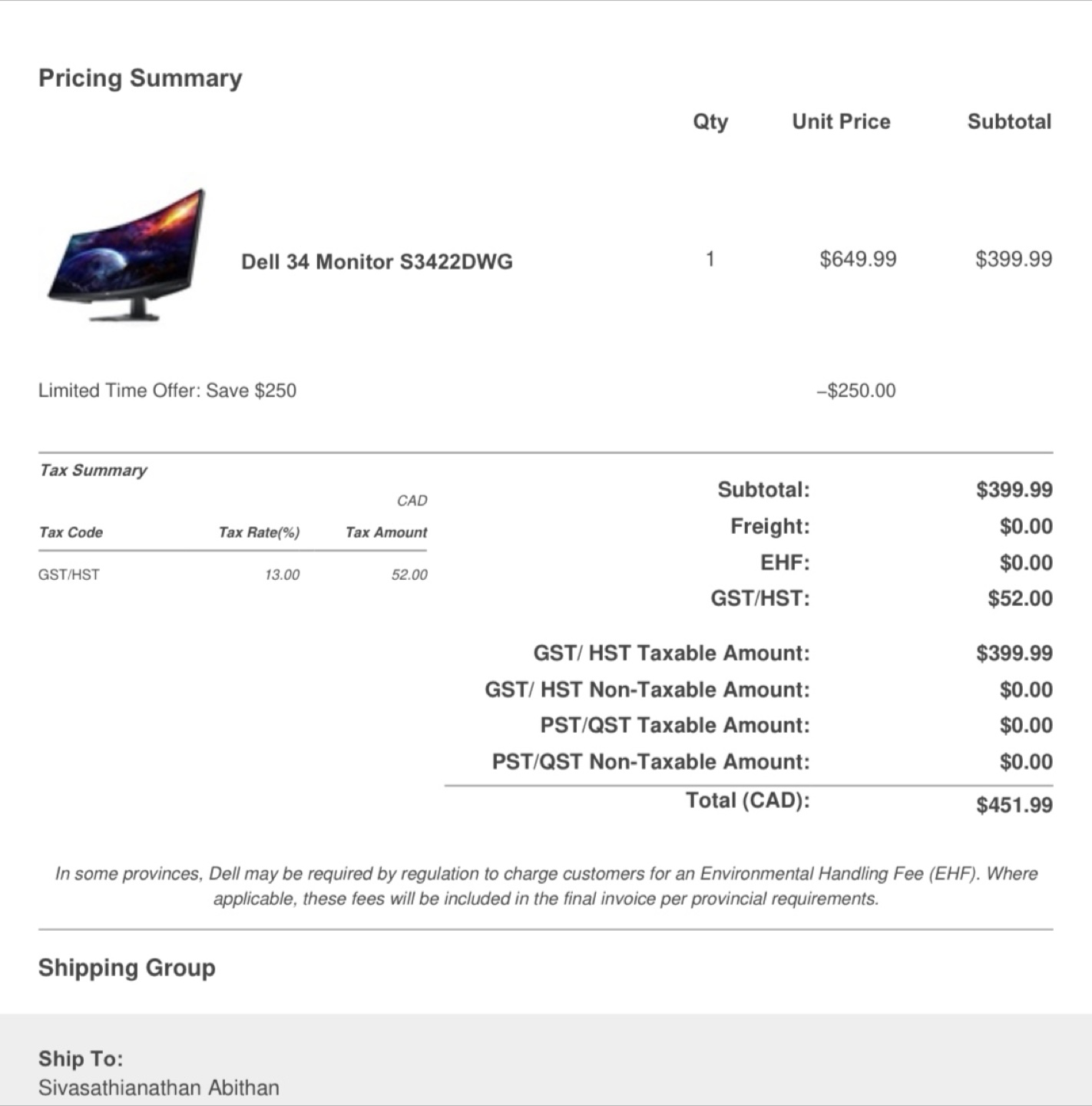 Dell 34 Monitor S3422DWG