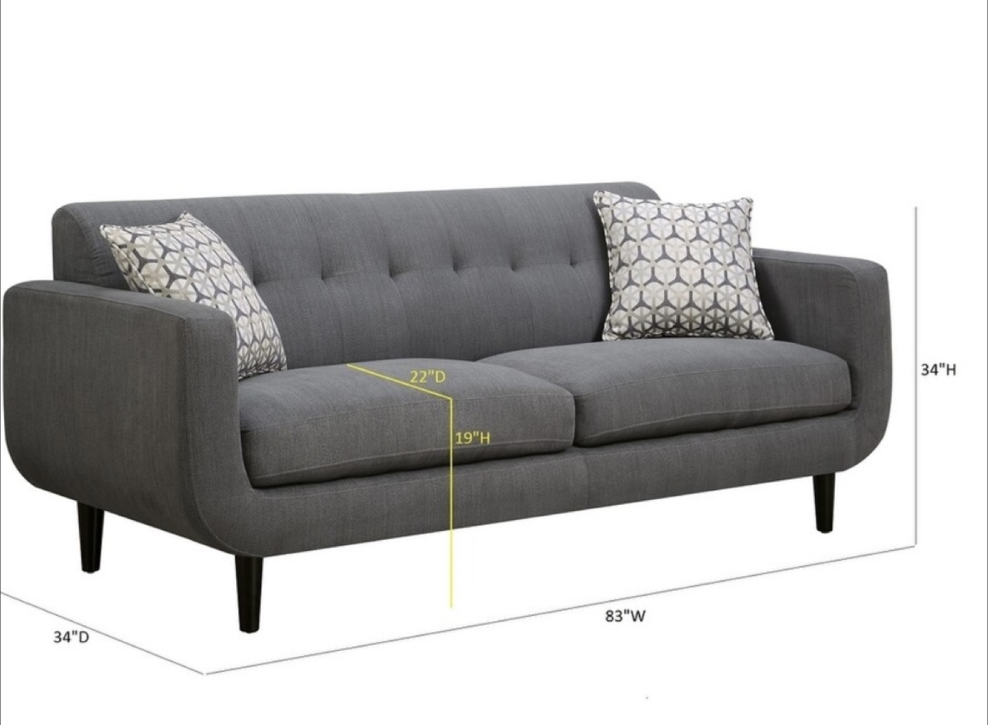 Gray Modern Sofa - 83" Wide - photo 2