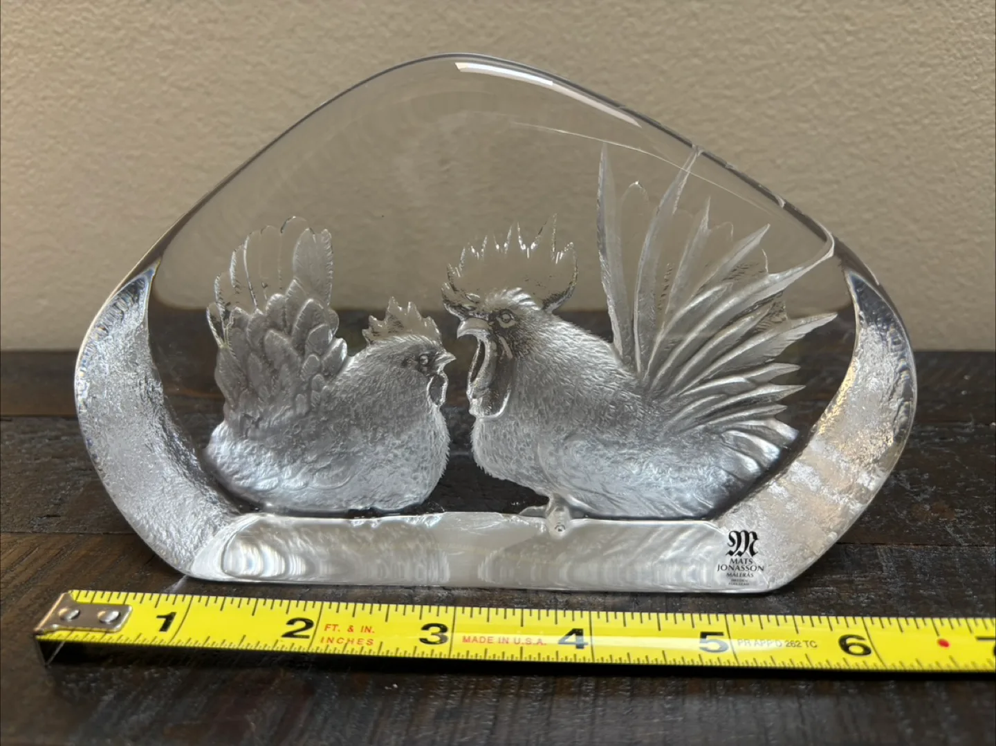 Mats Jonasson Sweden Crystal Rooster Sculpture image indicator(3)